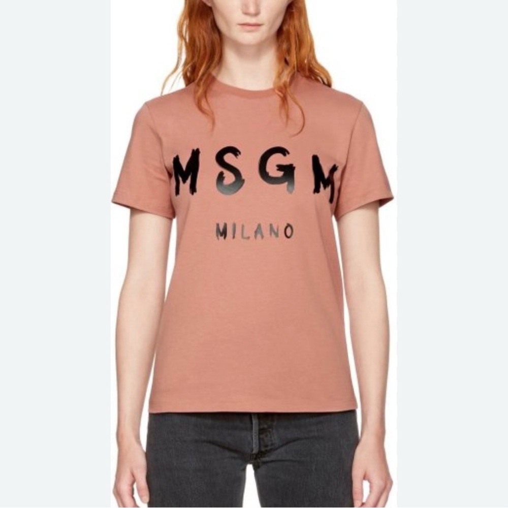 MSGM Dusty Rose Milano Logo T-Shirt